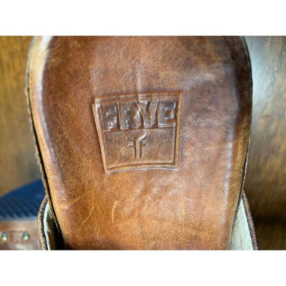 Frye Leather Clog Women 6 Boho Hippie Lagenlook Cottage Fringe Grunge Weathered - Picture 3 of 10